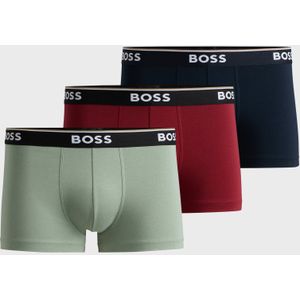 HUGO BOSS Power trunks (3-pack), heren boxers kort, saliegroen, blauw, donkerrood