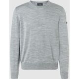 MAERZ Classic Fit heren trui met O-hals wol, grijs