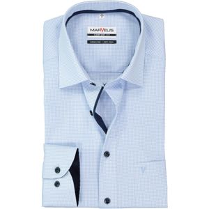 MARVELIS comfort fit overhemd, lichtblauw met wit geruit (contrast) 44