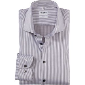 OLYMP Level 5 body fit overhemd, popeline, zwart gestreept