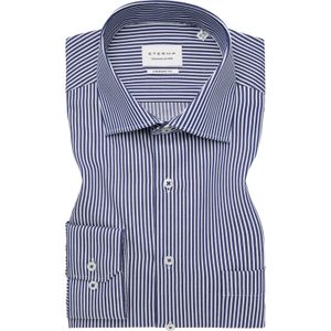 ETERNA comfort fit overhemd, satijnbinding, donkerblauw gestreept 41