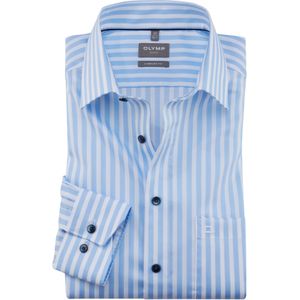 OLYMP Luxor comfort fit overhemd, popeline, lichtblauw gestreept