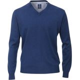 Redmond heren trui katoen, V-hals, jeans-blauw -  Maat: L