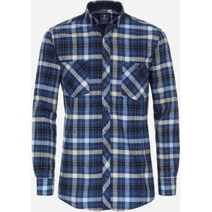3 voor 99 | Redmond modern fit overhemd, popeline, blauw geruit 41/42