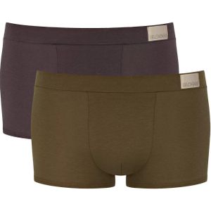 Sloggi Men GO Natural Hipster, heren boxershort korte pijp (2-pack), bruin en olijfgroen