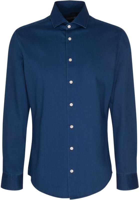 Seidensticker slim fit overhemd, twill, blauw