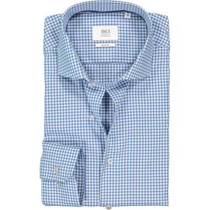 ETERNA 1863 slim fit premium overhemd, 2-ply twill heren overhemd, blauw met wit geruit 41