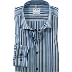 OLYMP Level 5 body fit overhemd, popeline, bleu gestreept