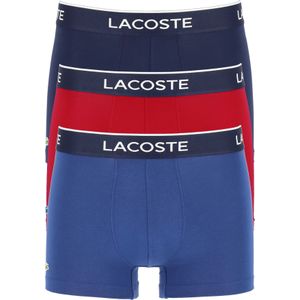 Lacoste Boxer Trunks (3-pack), heren boxers kort, blauw en rood -  Maat: XL