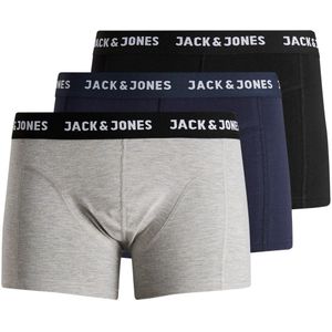 JACK & JONES Jacanthony trunks (3-pack), heren boxers normale lengte, zwart, blauw en grijs -  Maat: XXS