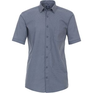 3 voor 99 | Redmond comfort fit overhemd, korte mouw, popeline, blauw met wit dessin
