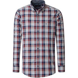 CASA MODA Sport casual fit overhemd, chambray, donkerrood met blauw geruit
