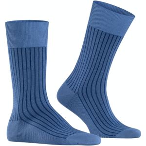 FALKE Oxford Stripe herensokken, blauw (dusty blue) -  Maat: 39-40