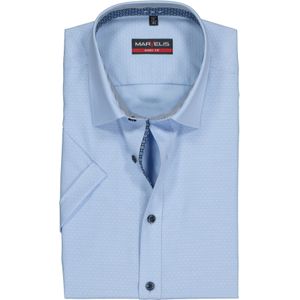 MARVELIS body fit overhemd, korte mouw, lichtblauw met wit gestipt structuur (contrast) 44