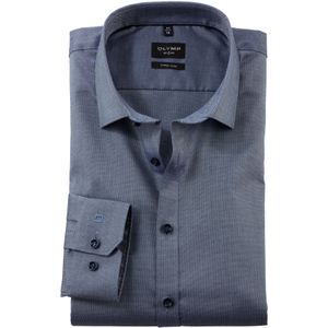 OLYMP No. 6 Six super slim fit overhemd, structuur, marine blauw
