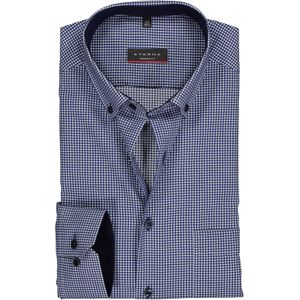 ETERNA modern fit overhemd, mouwlengte 7, twill heren overhemd, donkerblauw met wit geruit (blauw contrast) 43