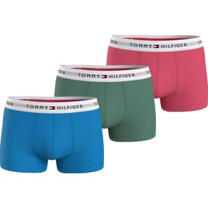 Tommy Hilfiger heren boxers normale lengte (3-pack), trunk, kobaltblauw, groen, roze -  Maat: XXL