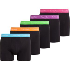 Calvin Klein Boxer Briefs (5-pack), heren boxers extra lang, zwart met gekleurde tailleband -  Maat: XL