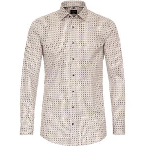 VENTI - Body Fit Overhemd - Bruin Dessin - Strijkvriendelijk