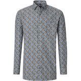 CASA MODA - Comfort Fit Overhemd - Blauw Groen Bruin Wit Dessin - Popeline