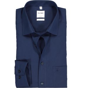 OLYMP Luxor comfort fit overhemd, mouwlengte 7, marine blauw poplin 41