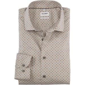 OLYMP Level 5 body fit overhemd, popeline, roodbruin dessin