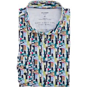 OLYMP 24/7 No. 6 Six super slim fit overhemd, tricot, limoen dessin