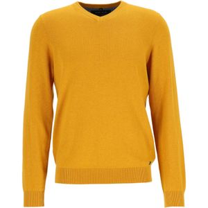 MARVELIS modern fit trui katoen, V-hals, okergeel