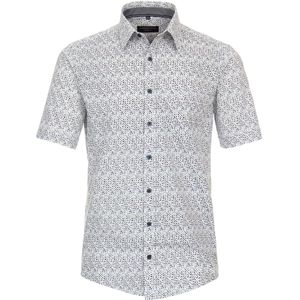 CASA MODA Sport casual fit overhemd, korte mouw, chambray, blauw met wit dessin