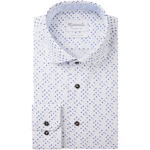 Michaelis slim fit heren overhemd, popeline, lichtblauw dessin