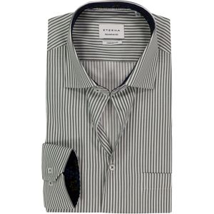 ETERNA - Comfort Fit - Overhemd - Groen Gestreept - Strijkvrij - Boordmaat 41