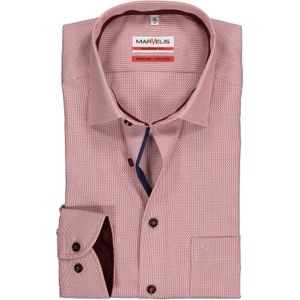 MARVELIS modern fit overhemd, bordeaux en rood met wit structuur (contrast) 44