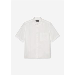 Marc O'Polo regular fit heren overhemd, korte mouw, structuur, wit 35/36