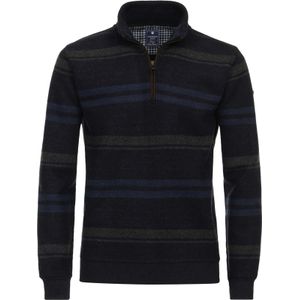 Redmond sweat heren schipperstrui sweatstof, opstaande kraag, blauw dessin (middeldik)