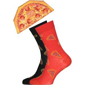 Happy Socks Pizza Socks Gift Set (2-pack), smakelijk rood en zwart - Unisex - Maat: 36-40