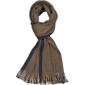 Michaelis heren sjaal, navy blauw - camel -  Maat: One size