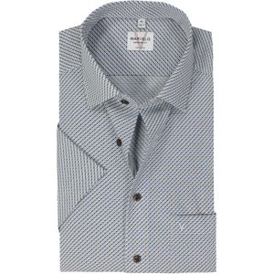 MARVELIS modern fit overhemd, korte mouw, popeline, lichtbruin dessin