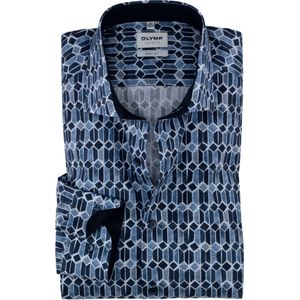 OLYMP Level 5 body fit overhemd, popeline, bleu dessin