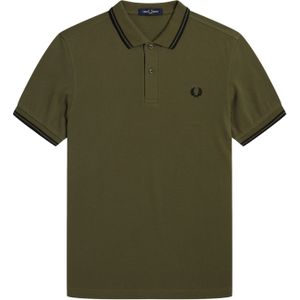 Fred Perry M3600 polo twin tipped shirt, pique, groen -  Maat: L