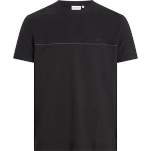 Calvin Klein Texture Mix Piping T-shirt, heren T-shirt korte mouw O-hals, zwart -  Maat: S
