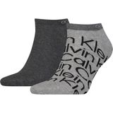 Calvin Klein Sneaker All Over Print (2-pack), heren enkelsokken, grijs melange dessin -  Maat: 39-42