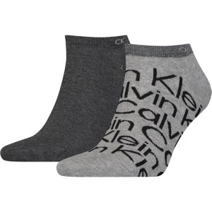 Calvin Klein Sneaker All Over Print (2-pack), heren enkelsokken, grijs melange dessin -  Maat: 43-46