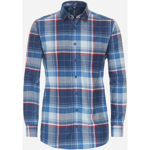 3 voor 99 | Redmond modern fit overhemd, popeline, blauw geruit 37/38