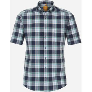 3 voor 99 | Redmond modern fit overhemd, korte mouw, popeline, groen geruit 47/48