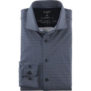 OLYMP Luxor 24/7 modern fit overhemd, tricot, marineblauw dessin