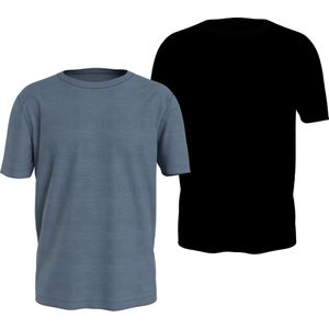 Tommy Hilfiger T-shirt (2-pack), T-shirt O-hals, grijsblauw, zwart -  Maat: S