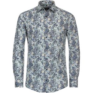 VENTI - Modern Fit - Overhemd - Blauw Dessin - Strijkvriendelijk