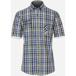CASA MODA Sport casual fit overhemd, korte mouw, dobby, blauw geruit 49/50