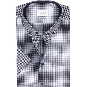 ETERNA modern fit overhemd korte mouw, popeline, middenblauw geruit (contrast) 45