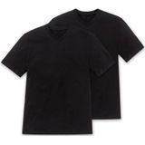 SCHIESSER American T-shirt (2-pack), heren shirt korte mouw jersey v-hals zwart -  Maat: XL